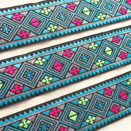1m〜 インド刺繍リボン チロリアンテープテープ 水色☆ブレード 衣装