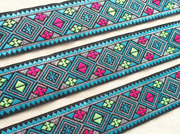 1m〜 インド刺繍リボン チロリアンテープテープ 水色☆ブレード 衣装