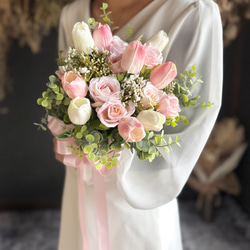 サーモンピンク×オレンジクラッチブーケ☆ブートニア その他オーダー