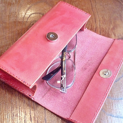 メガネケース ペンケース 筆箱 男女兼用 本革 ヌメ革 サドルレザー 10枚目の画像