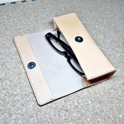 メガネケース ペンケース 筆箱 男女兼用 本革 ヌメ革 サドルレザー 12枚目の画像