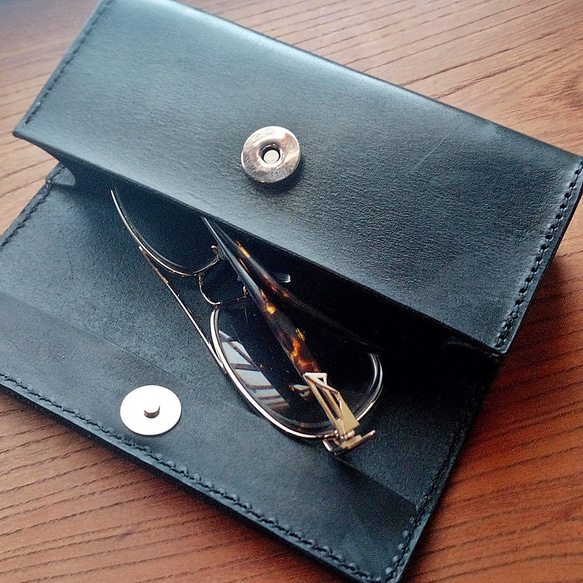 メガネケース ペンケース 筆箱 男女兼用 本革 ヌメ革 サドルレザー 11枚目の画像