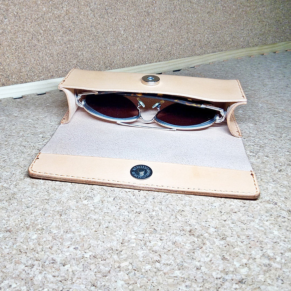 メガネケース ペンケース 筆箱 男女兼用 本革 ヌメ革 サドルレザー 8枚目の画像