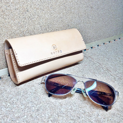 メガネケース ペンケース 筆箱 男女兼用 本革 ヌメ革 サドルレザー 9枚目の画像