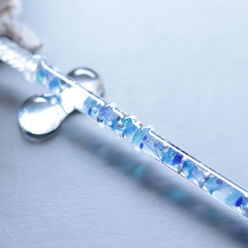 水中花のガラスペン～アクアブルー～＊ガラスペン置き付き＊ハー