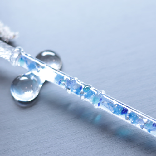 水中花のガラスペン～アクアブルー～＊ガラスペン置き付き＊ハー