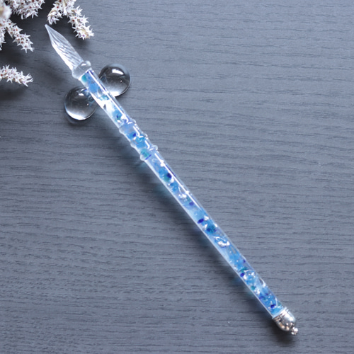 水中花のガラスペン～アクアブルー～＊ガラスペン置き付き＊ハー