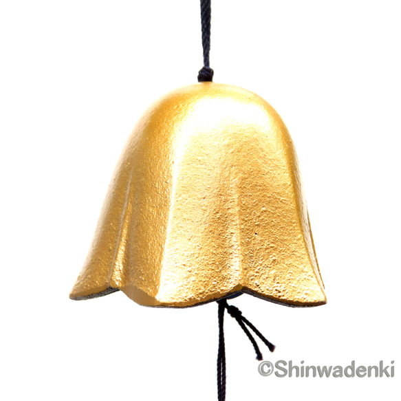 岩鑄 南部鐵器 風鈴 花（金色）日本製 第2張的照片