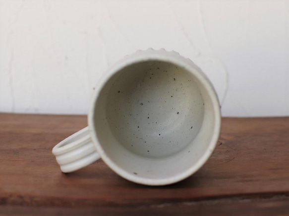 コーヒーカップ・鎬（白マット）　yc-043 5枚目の画像