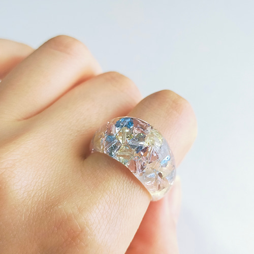 青い鳥の涙 ティアドロップリング〜 リング 指輪 レジン クリア 青