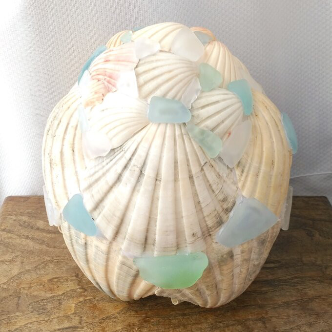 【オーダー】シェルとシーグラスのランプシェード（大） ギフトラッピング対応