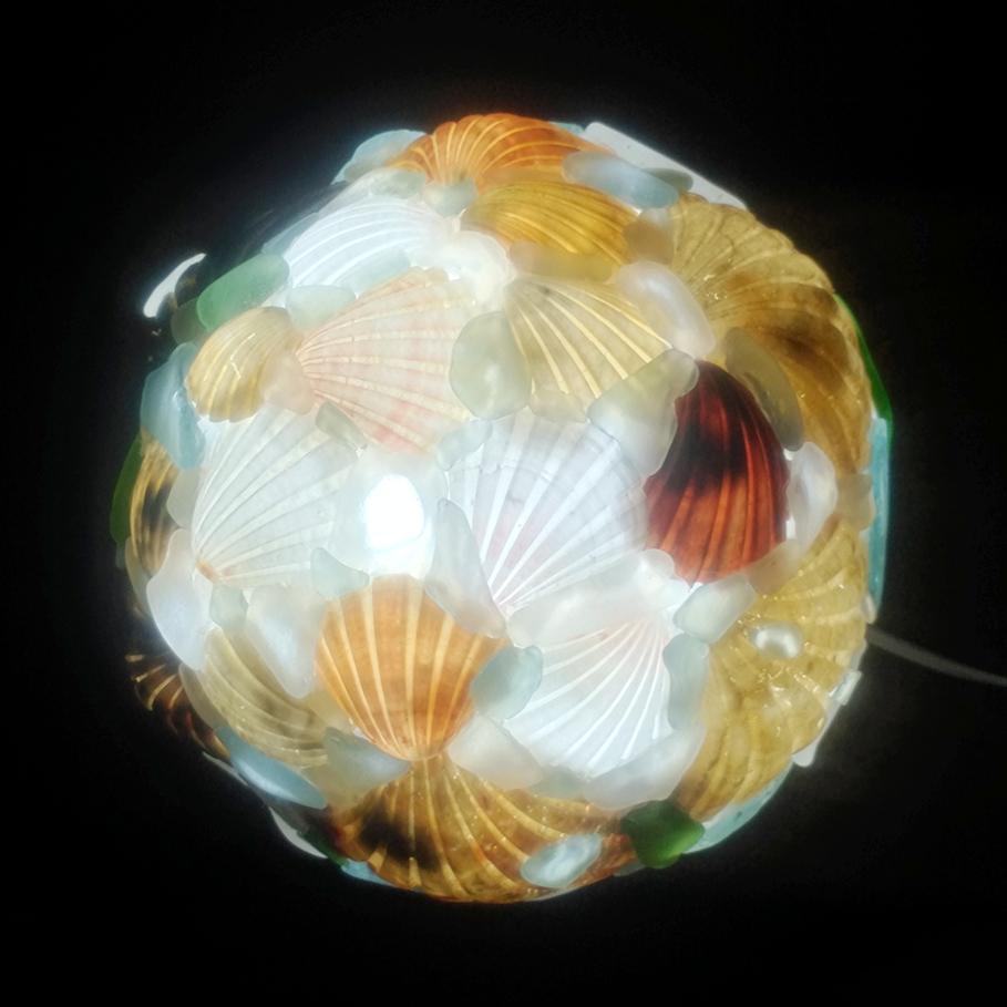 【オーダー】シェルとシーグラスのランプシェード（大） ギフトラッピング対応