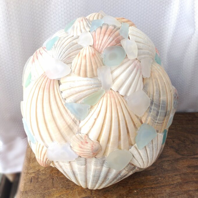 【オーダー】シェルとシーグラスのランプシェード（大） ギフトラッピング対応