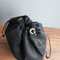 ダブルインナーバッグ （シンプルブラック・ドラム） 巾着 内袋 インバッグ バッグインバッグ 4枚目の画像