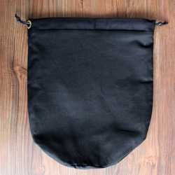 ダブルインナーバッグ （シンプルブラック・ドラム） 巾着 内袋 インバッグ バッグインバッグ 3枚目の画像