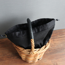 ダブルインナーバッグ （シンプルブラック・ドラム） 巾着 内袋 インバッグ バッグインバッグ 7枚目の画像