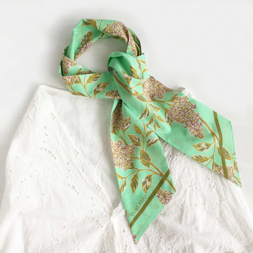 スカーフ｜リラの花 ミントグリーン（細長フォルム / コットン100