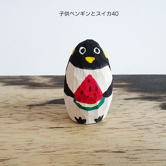 Suicaのペンギン木彫り鏡餅 Suicaのペンギン＆子ペンギン 木製