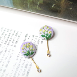 植物#102 台灣特有種 森氏山柳菊 手刺繡貼耳耳環 耳夾/耳針 第2張的照片