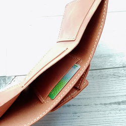 ミニ３つ折り財布（ナチュラルブラウン） 手のひらサイズ 革小物 小銭入れ レザークラフト レザーウォレット 6枚目の画像