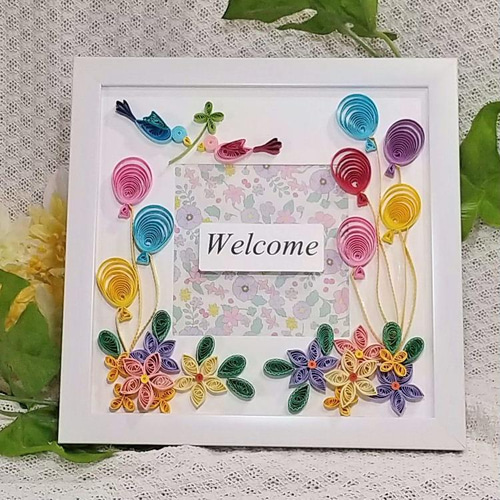 再販】ペーパークイリング・フォトフレーム08（Welcome）プレート付