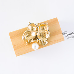 『寄り添う可愛いフクロウのブローチ』　秋 8枚目の画像