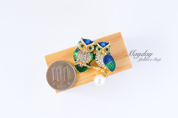 『寄り添う可愛いフクロウのブローチ』　秋 7枚目の画像