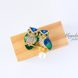 『寄り添う可愛いフクロウのブローチ』　秋 6枚目の画像