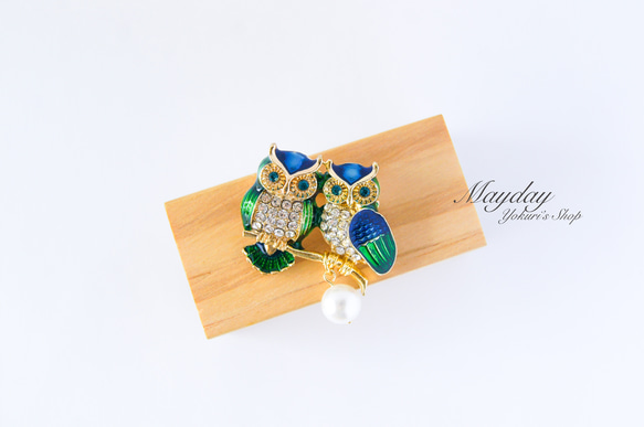 『寄り添う可愛いフクロウのブローチ』　秋 6枚目の画像