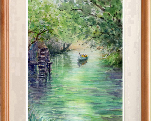 水彩画 原画 清 太陽光線（水彩画、原画のみ。Not framed） | didi's artfactory