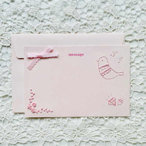 ♡小鳥の刺繍メッセージカード♡出産祝い♡入学・入園・卒園♡バースデー♡初節句♡ベビー♡ 8枚目の画像