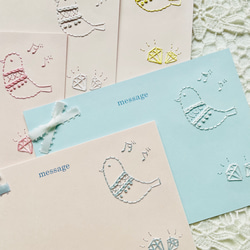 ♡小鳥の刺繍メッセージカード♡出産祝い♡入学・入園・卒園♡バースデー♡初節句♡ベビー♡ 2枚目の画像