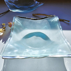 ガラスの器　プラチナ彩　角ボウル 6枚目の画像