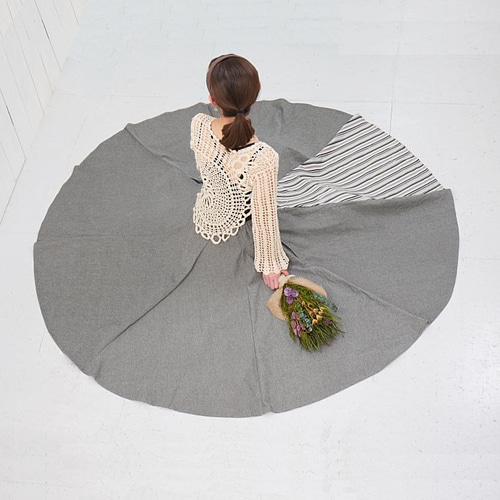 自由にアレンジ サーキュラースカート 小倉織ストライプ 丈80 自由にアレンジスカート】ストライプ～Stripe～＊どんなコーデも