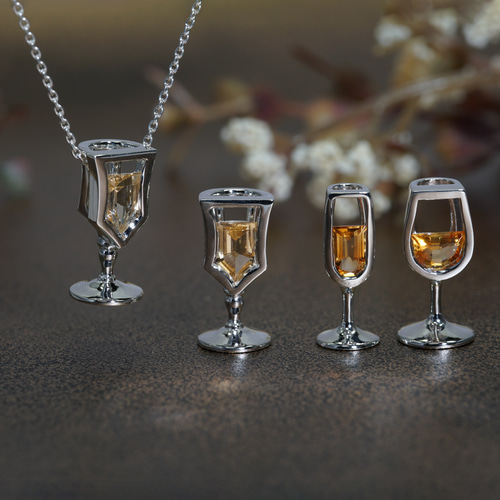 シャンパン ブルートパーズ(水色) SV グラスペンダントトップ