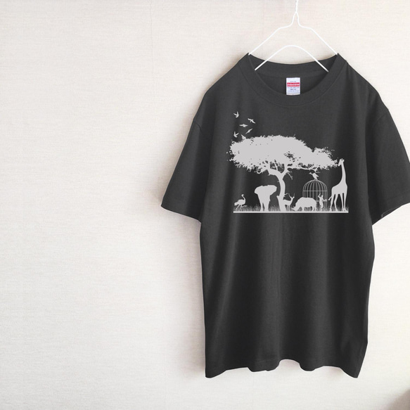 動物たちの動物園　Tシャツ（スミクロ） 2枚目の画像