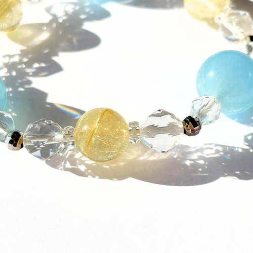 一点物】清涼な日々 | 天然石 高品質 ブレスレット SV925 アクアマリン