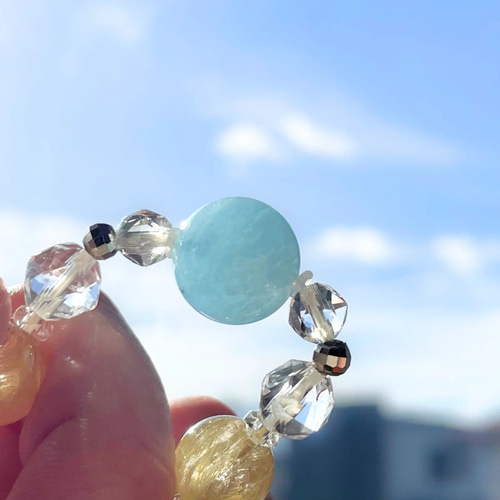 一点物】清涼な日々 | 天然石 高品質 ブレスレット SV925 アクアマリン