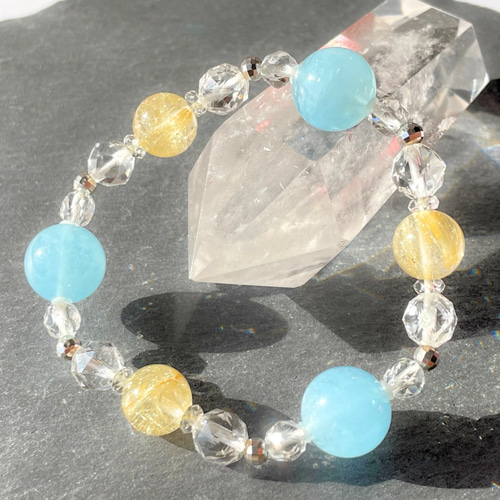 一点物】清涼な日々 | 天然石 高品質 ブレスレット SV925 アクアマリン