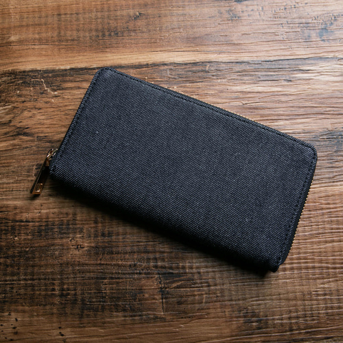 ラウンドファスナー 長財布 大容量 ポケット15箇所 仕分け 岡山デニム