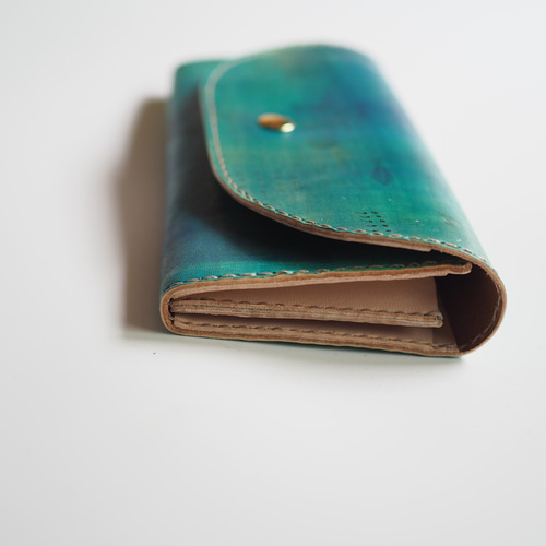 牛ヌメ革の長財布 OCEAN 002 長財布 Zakka Bakka Green 通販