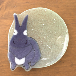 【ガラス】動物小皿 ウサギ ミントグリーン 2枚目の画像