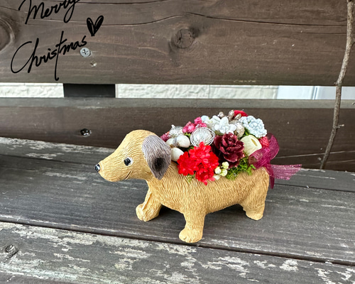 新作》＊Xmas限定＊ダックスフンドフラワーポット