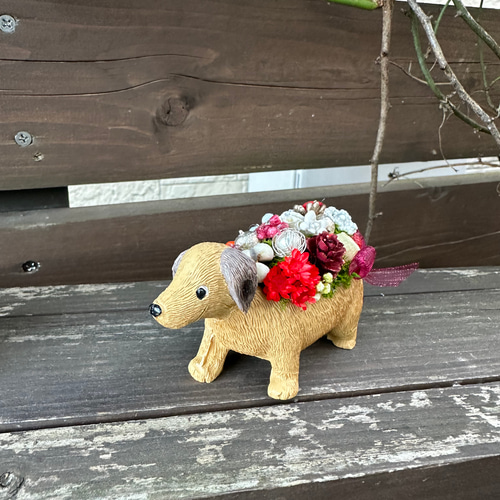 新作》＊Xmas限定＊ダックスフンドフラワーポット