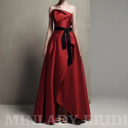 【新品】ハンドメイドウエディングドレス　ワインレッド　カラードレス　#ma432 1枚目の画像