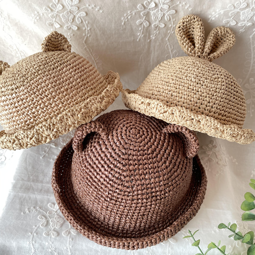 kana様オーダーページ くまさん麦わら帽子 ハンドメイド