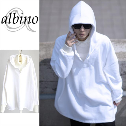 リブニット切り替えタートルネック裏起毛スウェットビッグパーカー