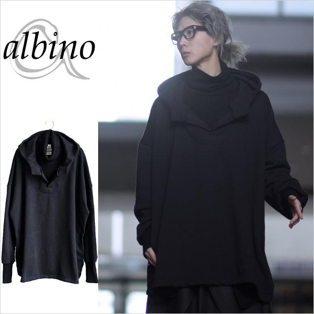 リブニット切り替えタートルネック裏起毛スウェットビッグパーカー