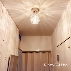 天井照明 Diamo/CSA シーリングライト ガラスビーズ ランプシェード E26ソケット サテンクロム LED照明 3枚目の画像