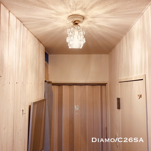 天井照明 Diamo/CSA シーリングライト ガラスビーズ ランプシェード E26ソケット サテンクロム LED照明 2枚目の画像